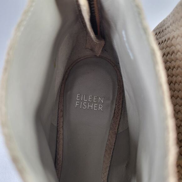 Eileen Fisher Womens Slew Ankle Bootie Peep Toe Lace Up Zip Suede Tan Size 8.5 M - Picture 10 of 11